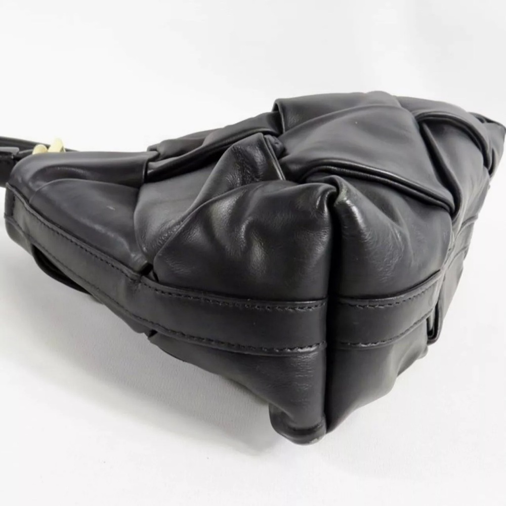 Valentina Fiore Italian Black Leather Taupe Woven Bag Perfect Condition. - Picture 3 of 15